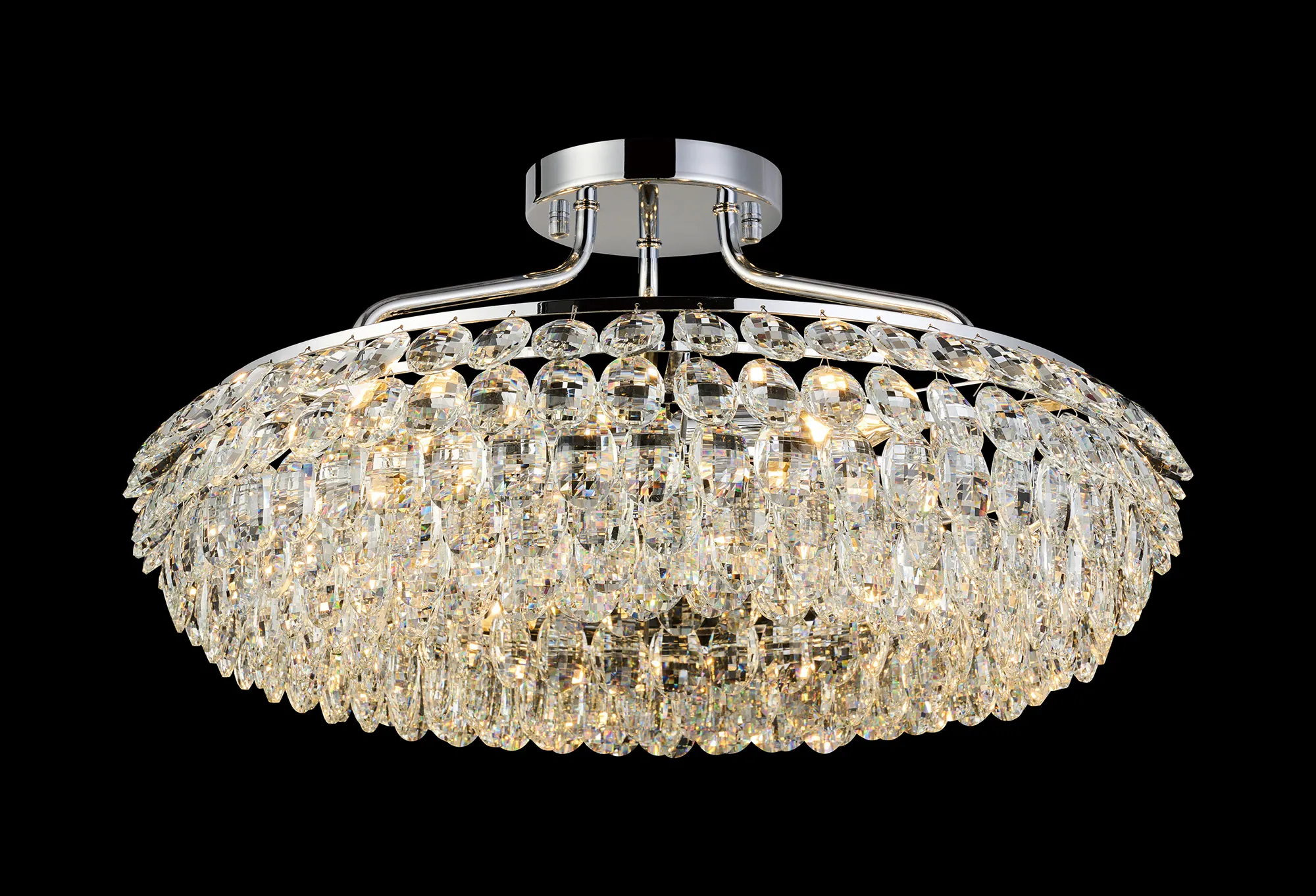 Coniston Polished Chrome Crystal Ceiling Lights Diyas Semi Flush Fittings